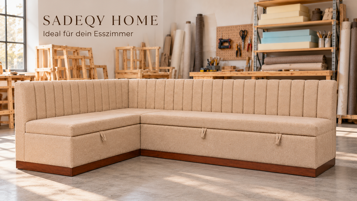Marokkanische Sitzbank in Beige – modernes Design für dein Esszimmer