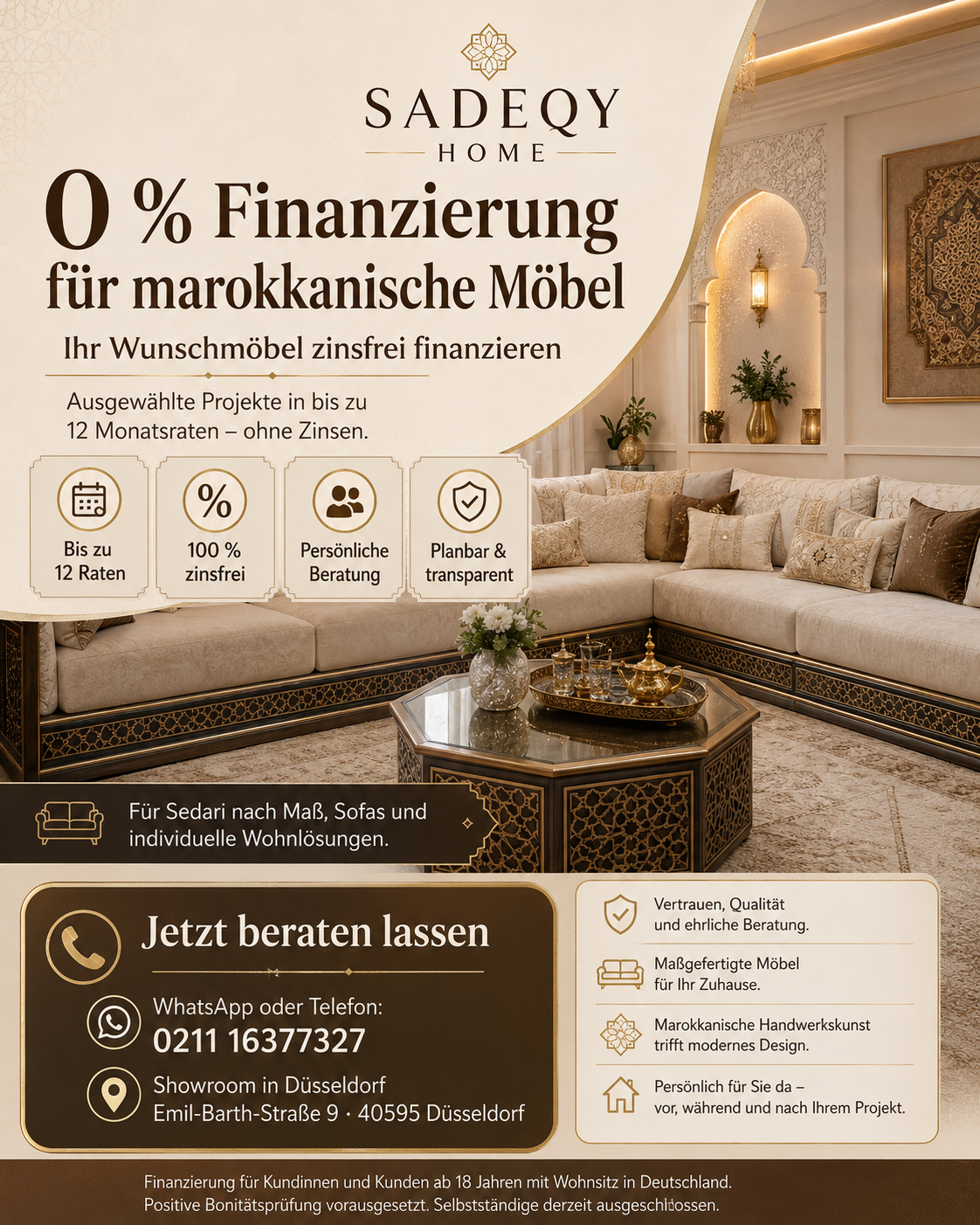 0 % Finanzierung für marokkanische Möbel – Ihr Wunschmöbel bequem in Raten bezahlen