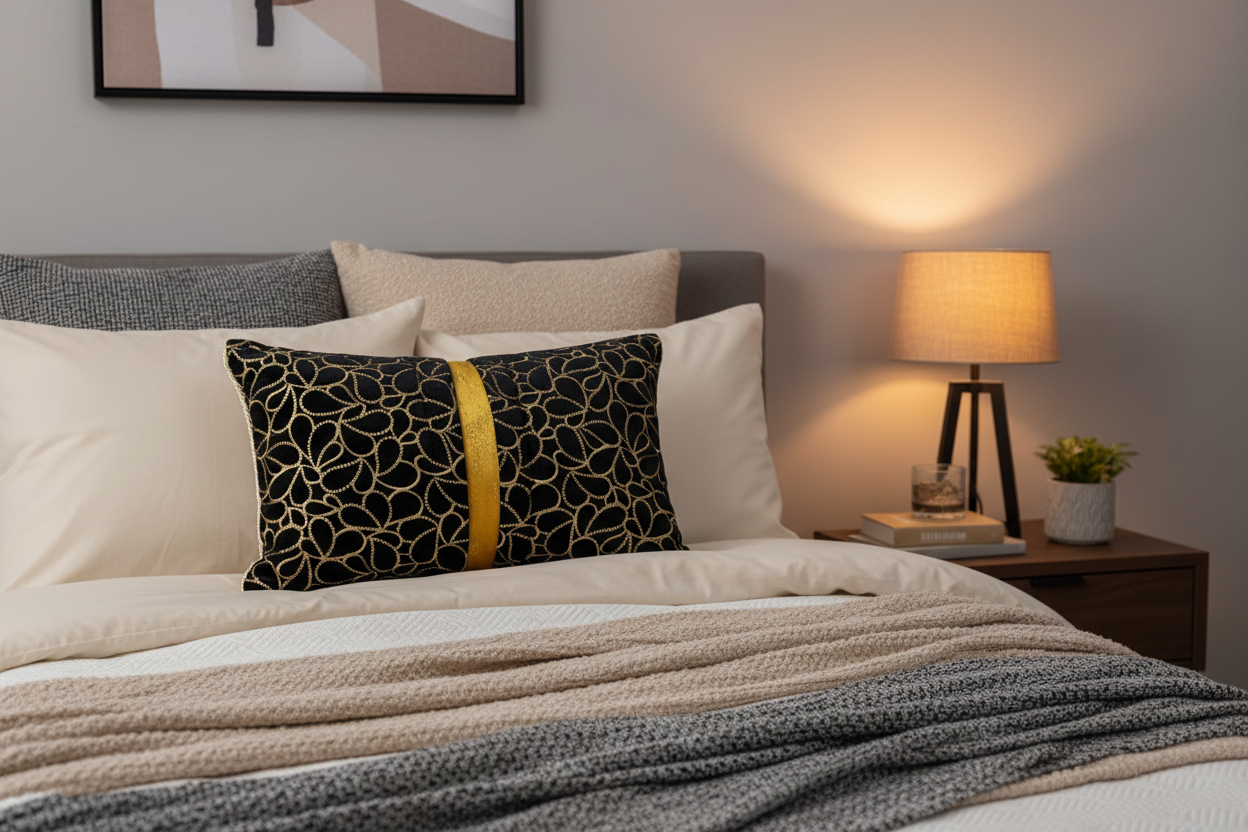 Deko kissen für sofa schwarz gold 70x30 - Sadeqy Home