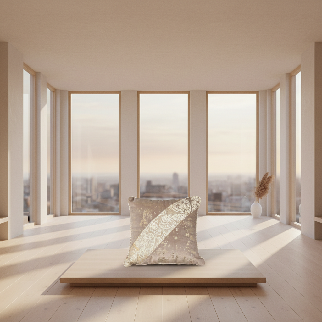 Deko kissen für sofa beige gold mit brokat 40x40 - Sadeqy Home