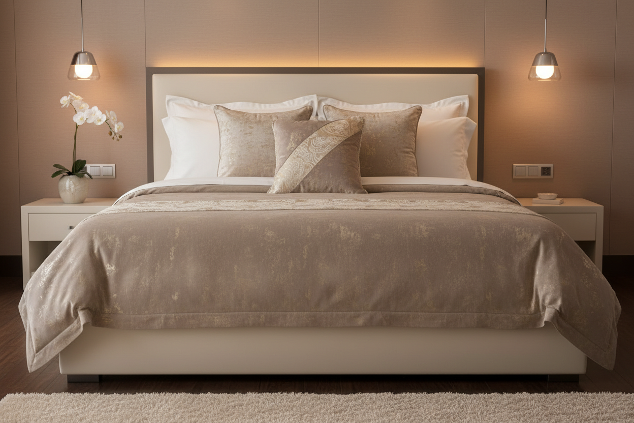 Deko kissen für sofa beige gold mit brokat 40x40 - Sadeqy Home