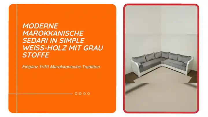 Moderne marokkanische Sedari in simple Weiss-Holz mit Grau stoffe by@Outfy