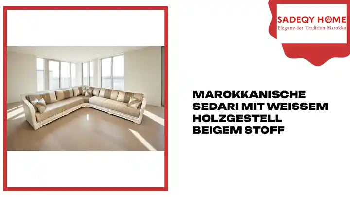 Marokkanische Sedari mit weißem Holzgestell beigem Stoff by@Outfy