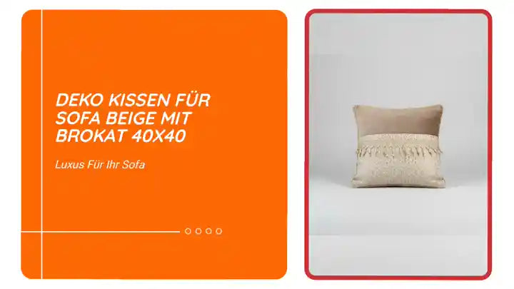 Deko kissen für sofa beige mit brokat 40x40 by@Outfy