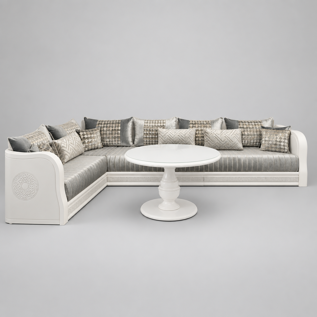 Marokkanisches Sofa nach Maß beige – Individuelles Design & höchster Komfor - Sadeqy Home