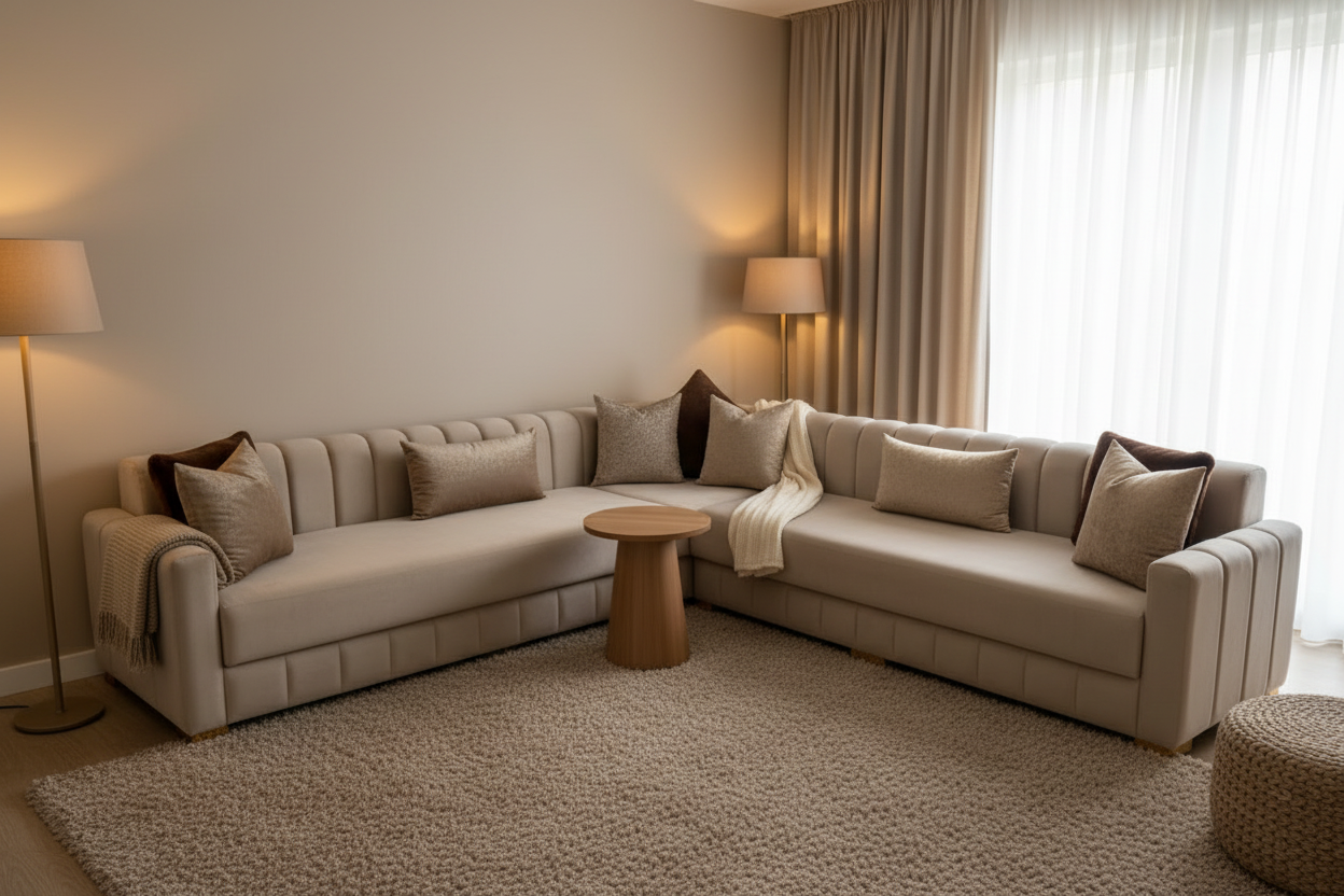 Moderne marokkanische Sofa mit Beige stoffe - Sadeqy Home