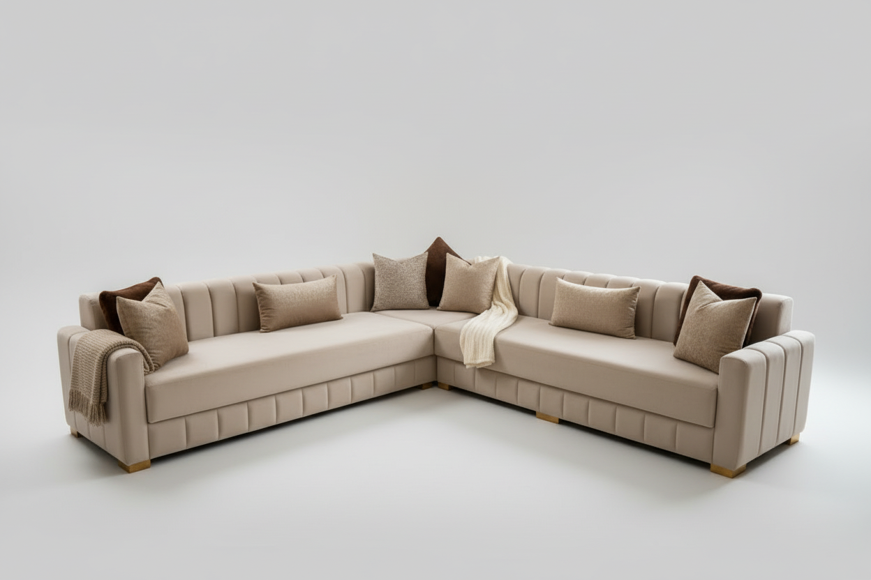 Moderne marokkanische Sofa mit Beige stoffe - Sadeqy Home
