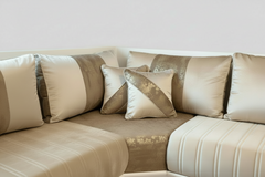 Marokkanische Sedari mit weißem Holzgestell &amp; beigem Stoff - Sadeqy Home