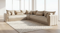 Marokkanische Sedari Modern –holz gepolstert& Beige Stoff | Maßanfertigung Luxus Sofa - Sadeqy Home