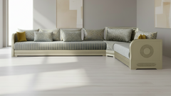 Luxus Sedari mit champagnerfarbenem Holzgestell &amp; edlem Stoff - Sadeqy Home