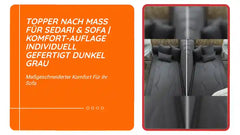 Topper nach Ma&szlig; f&uuml;r Sedari &amp; Sofa | Komfort-Auflage individuell gefertigt Dunkel Grau by@Outfy