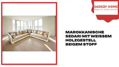Marokkanische Sedari mit wei&szlig;em Holzgestell beigem Stoff by@Outfy
