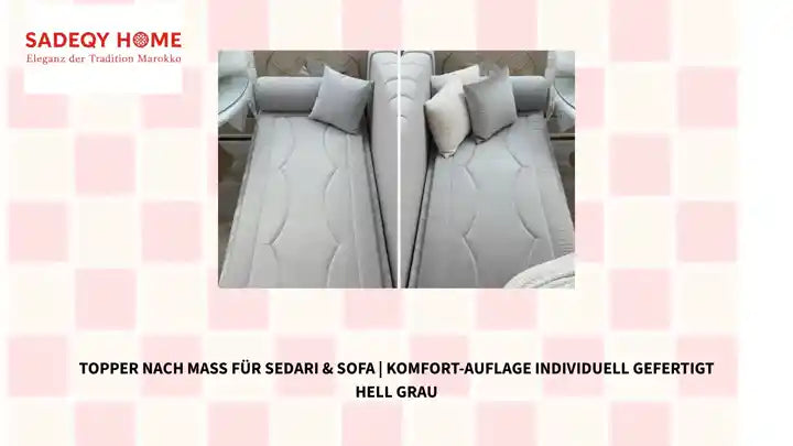 Topper nach Ma&szlig; f&uuml;r Sedari & Sofa | Komfort-Auflage individuell gefertigt Hell Grau by@Outfy