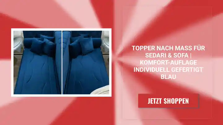 Topper nach Ma&szlig; f&uuml;r Sedari & Sofa | Komfort-Auflage individuell gefertigt Blau by@Outfy
