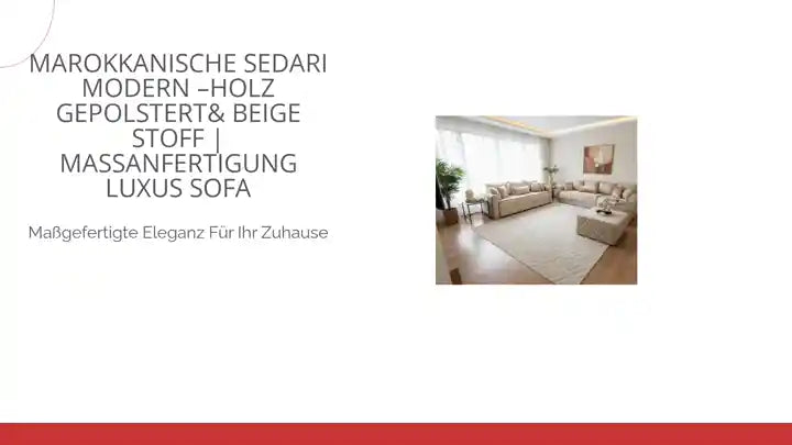 Marokkanische Sedari Modern &ndash;holz gepolstert&amp; Beige Stoff | Ma&szlig;anfertigung Luxus Sofa by@Outfy