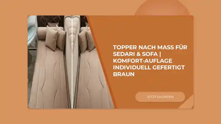 Topper nach Ma&szlig; f&uuml;r Sedari & Sofa | Komfort-Auflage individuell gefertigt Braun by@Outfy